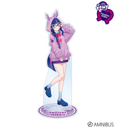 Size: 720x800 | Tagged: safe, artist:yoshit_m, sci-twi, twilight sparkle, equestria girls, g4, official, acrylic plastic, acrylic standee, amnibus, clothes, craft, equestria girls logo, female, glasses, hoodie, human coloration, merchandise, my little pony logo, simple background, solo, text, white background