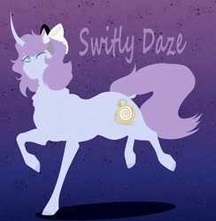 Size: 2933x3000 | Tagged: safe, artist:inisealga, oc, oc only, oc:swirly daze, pony, unicorn, bow, female, hair bow, high res, horn, mare, simple background, unicorn oc