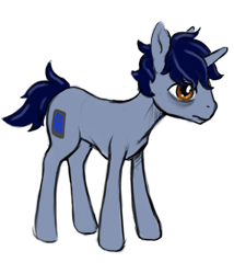 Size: 768x896 | Tagged: safe, alternate version, artist:multiverseequine, derpibooru exclusive, oc, oc only, oc:blue screen, pony, unicorn, bags under eyes, full body, horn, male, simple background, skinny, solo, thin, transparent background, unicorn oc