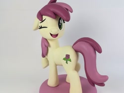 Size: 2048x1536 | Tagged: safe, artist:shine lawn, artist:sparkle40559933, roseluck, earth pony, pony, g4, craft, figurine, irl, one ear down, one eye closed, open mouth, photo, smiling, toy, wink