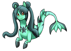 Size: 1008x722 | Tagged: safe, artist:eternity9, oc, oc only, merpony, seapony (g4), dorsal fin, female, fish tail, flowing tail, green mane, looking at you, simple background, smiling, smiling at you, solo, tail, transparent background, yellow eyes