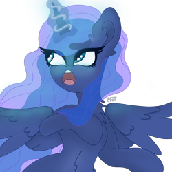 Size: 2048x2048 | Tagged: safe, artist:lynnpone, princess luna, alicorn, pony, g4, chest fluff, female, fluffy, gasp, heart eyes, high res, horn, simple background, solo, transparent background, wingding eyes, wings