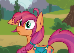 Size: 1000x720 | Tagged: safe, artist:php163, sunny starscout, earth pony, pony, g5, bag, clothes, cute, cutie mark, cutie mark on clothes, digital art, eye clipping through hair, eyelashes, female, floppy ears, fluttershy's cutie mark, generation leap, lesbian pride flag, mare, one ear down, pride, pride flag, redraw, saddle bag, solo, sunnybetes, twilight sparkle's cutie mark