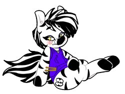 Size: 960x720 | Tagged: safe, artist:krispykakes, oc, oc only, oc:pixel, pony, zebra, blushing, clothes, commission, drumsticks, female, freckles, hoodie, lidded eyes, mare, simple background, sitting, solo, transparent background, zebra oc