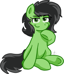 Size: 655x765 | Tagged: safe, artist:swordsmen, oc, oc only, oc:filly anon, earth pony, pony, commission, female, filly, simple background, sitting, smug, solo, transparent background, underhoof