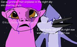 Size: 1095x665 | Tagged: safe, artist:musiconstereo, twilight sparkle, g4, 1000 hours in ms paint, crossover, crossover shipping, crying, female, male, mordecai, mordetwi, ms paint, parody, regular show, shipping, straight