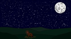 Size: 1280x709 | Tagged: safe, artist:sunlightsunshine, fluffy pony, fluffy, grass, magic, moon, night, stars