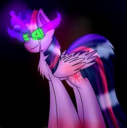 Size: 1925x1930 | Tagged: safe, artist:cosmiickatie, twilight sparkle, alicorn, pony, g4, black background, corrupted twilight sparkle, crying, dark magic, evil twilight, female, glowing eyes, glowing horn, horn, magic, mare, simple background, solo, sombra eyes, tears of pain, tears of pleasure, twilight sparkle (alicorn)