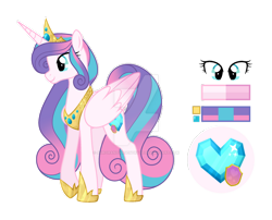 Size: 1024x828 | Tagged: safe, artist:auroranovasentry, princess flurry heart, alicorn, pony, g4, crown, deviantart watermark, female, folded wings, hoof shoes, jewelry, mare, obtrusive watermark, older, older flurry heart, peytral, reference sheet, regalia, simple background, solo, transparent background, watermark, wings
