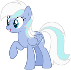 Size: 1024x1007 | Tagged: safe, artist:pegasski, oc, oc only, oc:silver cyclone, pegasus, pony, g4, blue eyes, female, folded wings, mare, raised hoof, simple background, smiling, solo, transparent background, white outline, wings