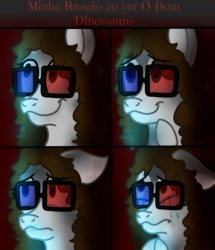Size: 1760x2048 | Tagged: safe, artist:milledpurple, oc, oc only, earth pony, pony, 3d glasses, bust, crying, earth pony oc, floppy ears, frown, smiling