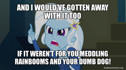 Size: 800x446 | Tagged: safe, edit, edited screencap, screencap, trixie, equestria girls, g4, my little pony equestria girls: rainbow rocks, caption, image macro, meme, scooby-doo!, text, trixie yells at everything