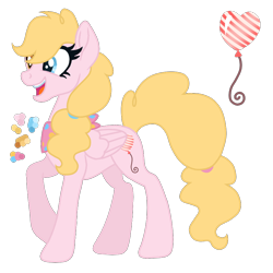 Size: 900x900 | Tagged: safe, artist:magicuniclaws, oc, oc only, pegasus, pony, balloon, female, heart balloon, mare, parents:derpypie, simple background, solo, transparent background