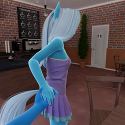 Size: 1080x1080 | Tagged: safe, artist:stellarator, trixie, oc, oc:smoothie, anthro, unguligrade anthro, comic:we will be adored, comic:we will be adored part 18, g4, 3d, blender, blender cycles, canon x oc, comic, delicious flat chest, female, flatrixie, holding hands, male, male pov, not sfm, offscreen character, offscreen male, pov