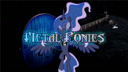 Size: 1280x720 | Tagged: safe, artist:metal ponies, edit, edited screencap, screencap, princess luna, alicorn, pony, g4, electric guitar, ethereal mane, female, guitar, heavy metal, jewelry, les paul, metal, metal as fuck, metal ponies, music, musical instrument, regalia, solo, youtube