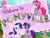 Size: 1600x1200 | Tagged: safe, pinkie pie, rarity, spike, twilight sparkle, dragon, earth pony, pony, unicorn, g4, official, female, grin, hub logo, male, mare, my little pony logo, only on the hub, ponyville, postcard, smiling, stock vector, unicorn twilight