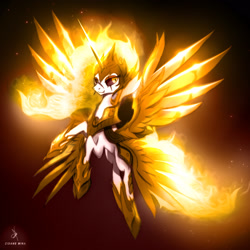 Size: 1920x1920 | Tagged: safe, artist:zidanemina, daybreaker, alicorn, pony, g4, armor, female, mane of fire, mare, scar, solo