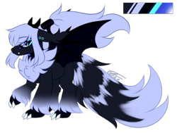 Size: 782x590 | Tagged: safe, artist:inspiredpixels, oc, oc only, original species, adoptable, claws, floppy ears, hairband, ponytail, simple background, slit pupils, solo, transparent background, wings