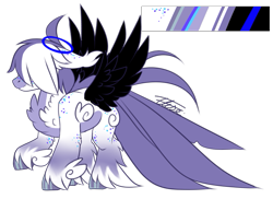 Size: 729x531 | Tagged: safe, artist:inspiredpixels, oc, oc only, pony, adoptable, coat markings, colored hooves, floppy ears, solo, unshorn fetlocks, wings