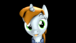Size: 1920x1080 | Tagged: safe, artist:spinostud, oc, oc only, oc:littlepip, pony, unicorn, fallout equestria, 3d, :p, animated, black background, clothes, cute, fanfic, fanfic art, female, green eyes, horn, jumpsuit, looking at you, loop, mare, mlem, no sound, ocbetes, pipabetes, silly, silly pony, simple background, solo, source filmmaker, tongue out, vault suit, webm
