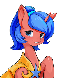 Size: 3484x4447 | Tagged: safe, artist:碳水化合物, oc, oc only, oc:heavy halbard, pony, unicorn, blue eyes, female, guardsmare, looking at you, mare, royal guard, simple background, smiling, smiling at you, solo, transparent background