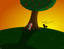 Size: 4000x3091 | Tagged: safe, artist:dtcx97, apple bloom, twilight sparkle, earth pony, pony, unicorn, g4, alternate cutie mark, apple, apple tree, eyes closed, female, filly, mare, onomatopoeia, sleeping, sound effects, tree, zzz