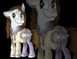 Size: 1182x918 | Tagged: safe, artist:milledpurple, oc, oc only, pegasus, pony, clothes, female, hoodie, mare, pegasus oc, smiling, two toned wings, wings, zoom layer