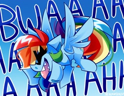 Size: 2833x2200 | Tagged: safe, artist:nekosnicker, rainbow dash, pegasus, pony, g4, eyes closed, high res, laughing, open mouth, sharp teeth, solo, teeth