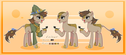 Size: 3428x1524 | Tagged: safe, artist:moonnightshadow-mlp, oc, oc only, kirin, bald, base used, clothes, male, pipe, reference sheet, solo