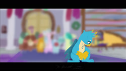 Size: 1600x900 | Tagged: safe, artist:johnerose126, gallus, ocellus, sandbar, silverstream, smolder, yona, griffon, g4, the hearth's warming club, blurred, sad, scene interpretation, solo focus