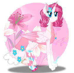 Size: 1209x1203 | Tagged: safe, artist:amicasecretuwu, oc, oc only, oc:lily wolf pie, alicorn, pony, female, flower, folded wings, large wings, mare, neck fluff, paws, reverse countershading, simple background, solo, tall, transparent background, wings