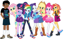 Size: 3066x1881 | Tagged: safe, artist:edy_january, edit, part of a set, vector edit, applejack, fluttershy, pinkie pie, rainbow dash, rarity, sci-twi, sunset shimmer, twilight sparkle, oc, oc:edy january, equestria girls, g4, my little pony equestria girls: better together, converse, geode of empathy, geode of fauna, geode of shielding, geode of super speed, geode of super strength, geode of telekinesis, group, humane five, humane seven, humane six, magical geodes, rarity peplum dress, shoes, vector