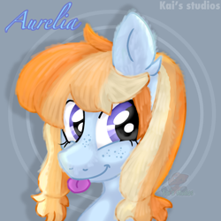Size: 2000x2000 | Tagged: safe, artist:kaifurry, derpibooru exclusive, oc, oc only, oc:aurelia coe, earth pony, pony, :p, bust, cute, fanart, female, fluffy, fur, fuzz, happy, high res, looking at you, mare, ocbetes, shiny, simple, solo, tongue out