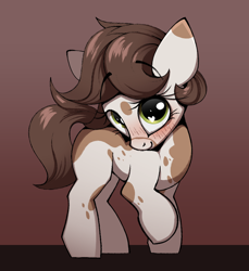 Size: 934x1021 | Tagged: safe, artist:luxsimx, oc, oc only, oc:deary dots, oc:dotmare, earth pony, pony, blushing, female, filly, heart eyes, mare, solo, wingding eyes, younger