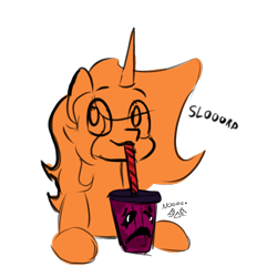 Size: 1000x1000 | Tagged: safe, artist:sile-animus, oc, oc only, oc:sile, goo, goo pony, original species, body horror, drinking, drinking straw, eldritch abomination, female, vore