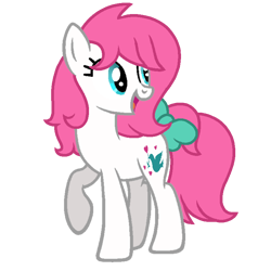 Size: 768x768 | Tagged: safe, artist:evansworld, truly, earth pony, pony, g1, g4, bow, cute, female, g1 to g4, generation leap, mare, open mouth, open smile, raised hoof, raised leg, simple background, smiling, solo, tail bow, transparent background, trulybetes