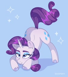 Size: 1825x2048 | Tagged: safe, artist:skysorbett, rarity, pony, unicorn, g4, face down ass up, jack-o challenge, lidded eyes, meme, smiling, solo, sparkles