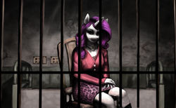 Size: 5911x3640 | Tagged: safe, artist:misstwipietwins, rarity, anthro, g4, absurd file size, absurd resolution, crossover, maria (silent hill 2), silent hill, silent hill 2, solo, uncanny valley