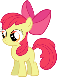 Size: 6000x8111 | Tagged: safe, artist:pilot231, apple bloom, earth pony, pony, g4, apple bloom's bow, bow, confused, female, filly, hair bow, simple background, solo, standing, transparent background, vector