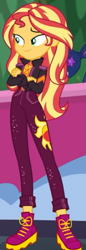 Size: 203x588 | Tagged: safe, screencap, sci-twi, sunset shimmer, twilight sparkle, equestria girls, equestria girls series, g4, sunset's backstage pass!, spoiler:eqg series (season 2), cropped, crossed arms, solo