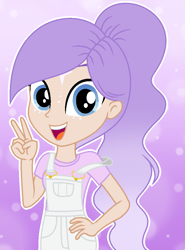 Size: 731x987 | Tagged: safe, artist:cindystarlight, oc, oc only, oc:fleur, equestria girls, g4, clothes, female, overalls, shirt, solo