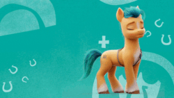 Size: 800x450 | Tagged: safe, hitch trailblazer, earth pony, pony, g5, my little pony: a new generation, official, animated, gif, male, one eye closed, perfect loop, rotating, solo, spinning, stallion, text, wink, youtube