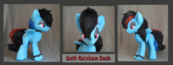 Size: 2400x900 | Tagged: safe, artist:shstitchcraft, rainbow dash, pegasus, pony, g4, alternate hairstyle, female, goth, irl, photo, piercing, plushie, solo