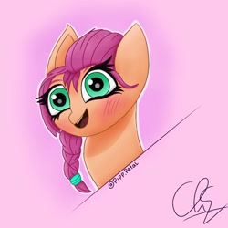 Size: 1280x1280 | Tagged: safe, artist:pipetals, sunny starscout, earth pony, pony, g5, blushing, bust, female, portrait, solo