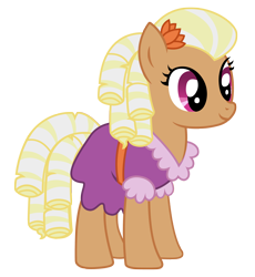 Size: 3292x3574 | Tagged: safe, artist:third uncle, prairie belle, earth pony, pony, buckball season, g4, background pony, clothes, dress, female, flower, flower in hair, high res, mare, simple background, smiling, solo, transparent background, vector