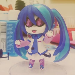 Size: 1080x1080 | Tagged: safe, artist:pastel bubblegum, dj pon-3, vinyl scratch, equestria girls, g4, customized toy, female, figure, glasses, irl, open mouth, open smile, photo, smiling, solo, toy