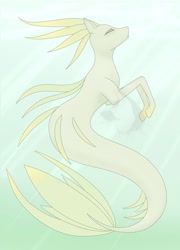 Size: 922x1280 | Tagged: safe, artist:nikita.richtofen, oc, oc only, seapony (g4), crepuscular rays, digital art, dorsal fin, eyes closed, fish tail, flowing tail, logo, ocean, solo, sunlight, swimming, tail, underwater, water, watermark