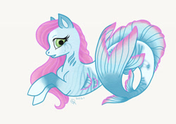 Size: 1280x907 | Tagged: safe, artist:windandwater, oc, oc only, hippocampus, hybrid, merpony, seapony (g4), digital art, dorsal fin, eyelashes, female, fins, fish tail, flowing mane, flowing tail, gills, green eyes, pink mane, simple background, solo, tail, white background