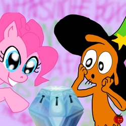 Size: 500x500 | Tagged: safe, artist:ardenttomatostudio, pinkie pie, earth pony, pony, g4, chest of harmony, crossover, duo, female, mare, tumblr, wander (wander over yonder), wander over yonder