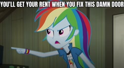 Size: 1280x714 | Tagged: safe, edit, edited screencap, screencap, rainbow dash, equestria girls, g4, my little pony equestria girls: rainbow rocks, angry, caption, image macro, spider-man 3, text